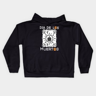 Dia De Los Muertos - White and Dark Orange - Papel Picado - Black Candle Kids Hoodie